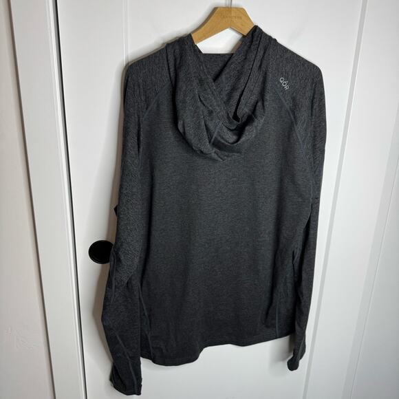 QOR QORtec Stretch Hoodie Henley Lightweight Pullover Heather Charcoal Large - Picture 8 of 8